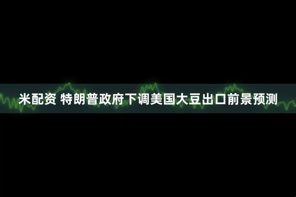 米配资 特朗普政府下调美国大豆出口前景预测