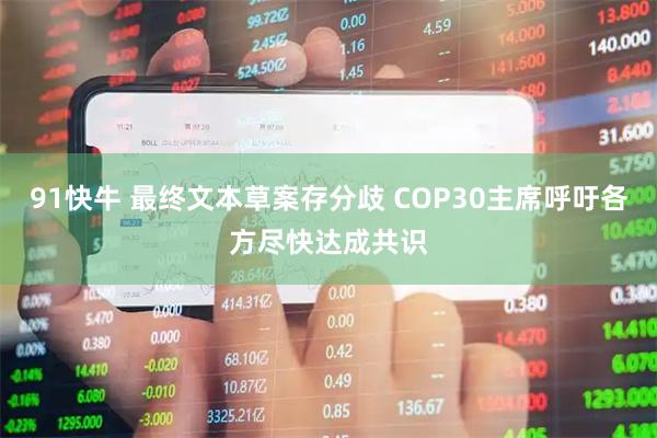 91快牛 最终文本草案存分歧 COP30主席呼吁各方尽快达成共识